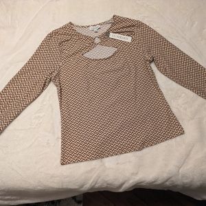Groovy brown and cream cut out long sleeve top